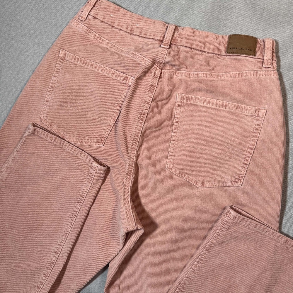 American Eagle Pink High Waisted Mom Corduroy Pants Size 12 Regular Dusty Rose